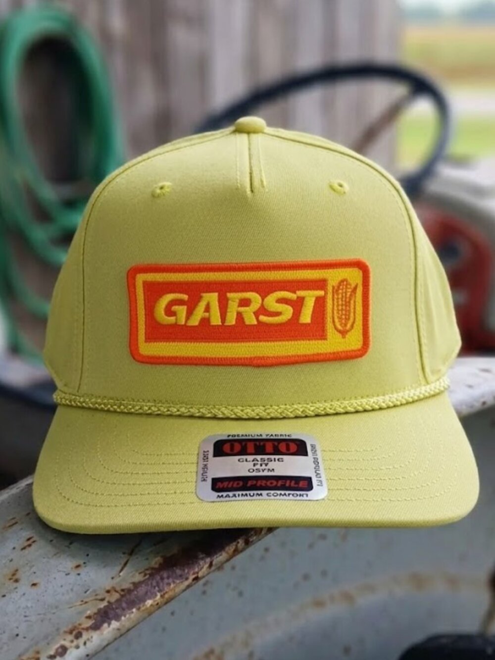 Garst Seed Corn Embroidered Patch Yellow OTTO Rope Hat Snapback Cap Farmer 80s